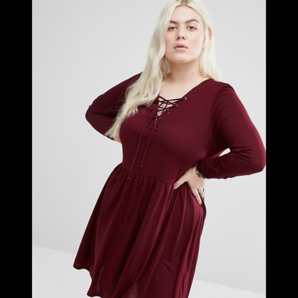 Jersey dress with lace-up front by Brave Soul